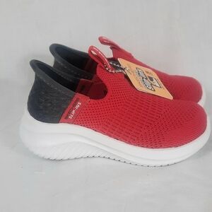Skechers Ultra Flex 3.0 Smooth Step Toddler Shoes Size 5 Red Black Slip On